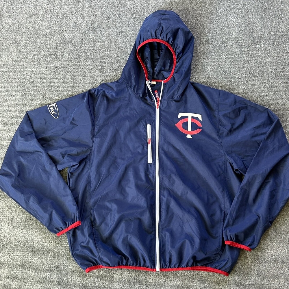 Minnesota Twins‎ Jacket Men's XXL Navy Blue Windbreaker Hooded SGA Giveaway  MLB